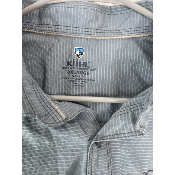 Kuhl Short Sleeve Button Up Shirt Mens Tapered Fit Blue Striped 2XL XXL - Picture 3 of 7